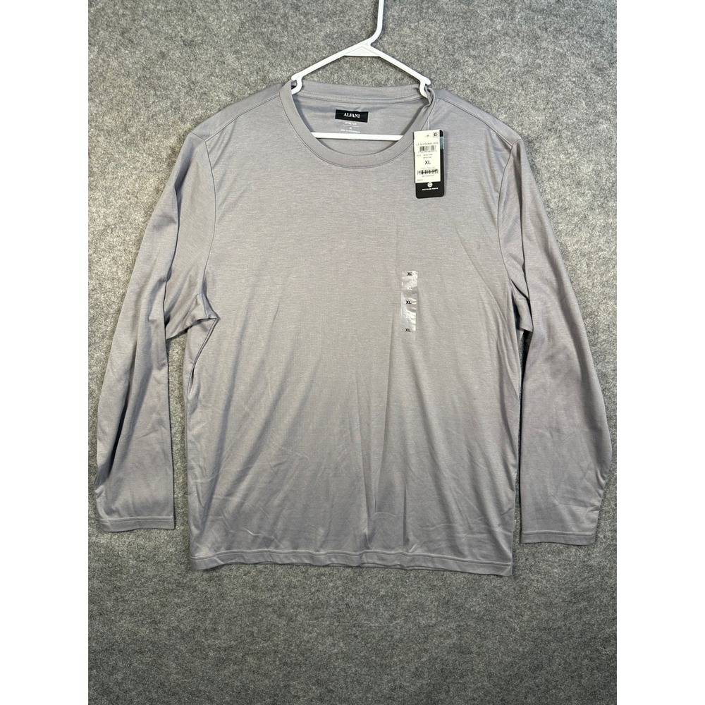 Alfani Alfatech Mens XL Grey Long Sleeve‎ Stretch Crew Neck T-Shirt New